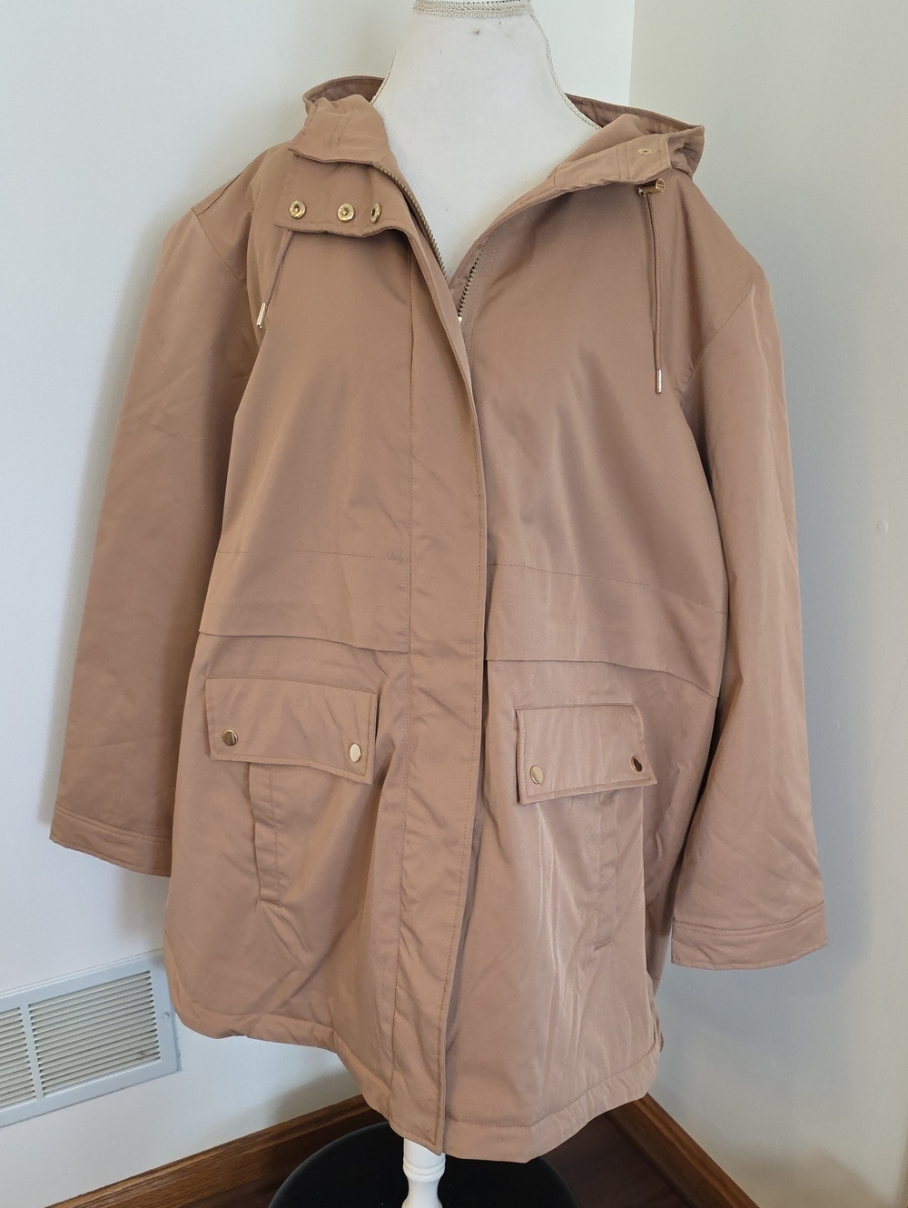 Liz Claiborne French Caramel Hooded Midweight Parka Jacket Anorak Womens 3X -NEW